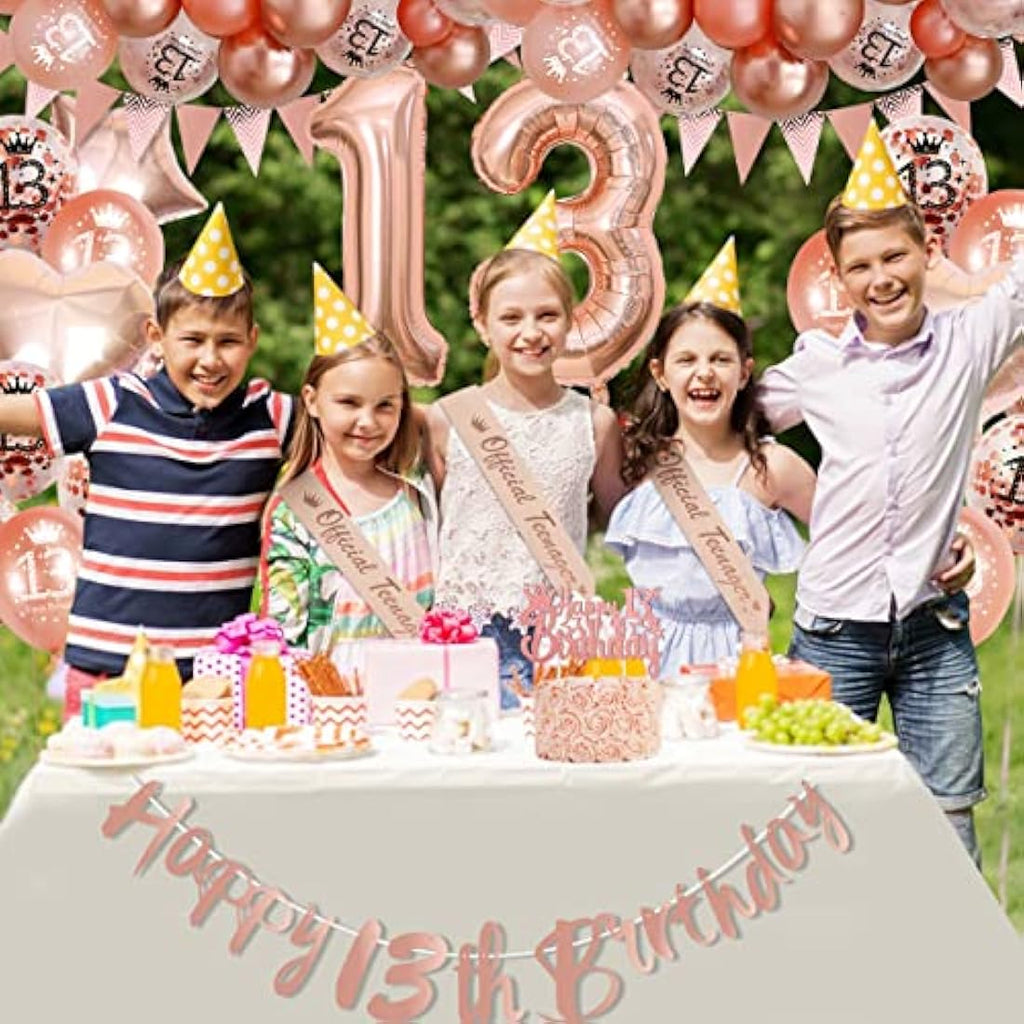 VICTERR 13th Birthday Decorations for Girls – Rose Gold Party Balloon Kit