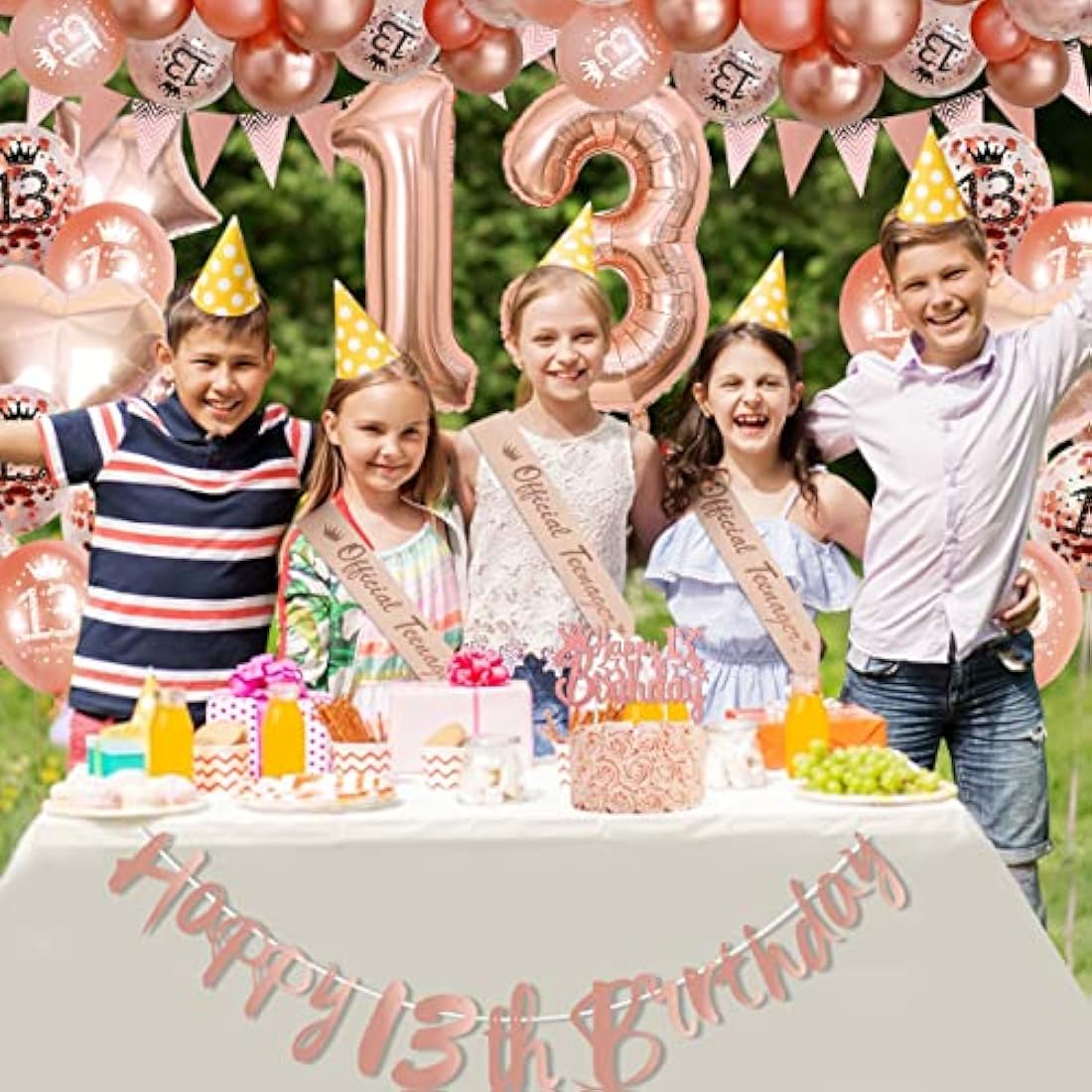 VICTERR 13th Birthday Decorations for Girls – Rose Gold Party Balloon Kit