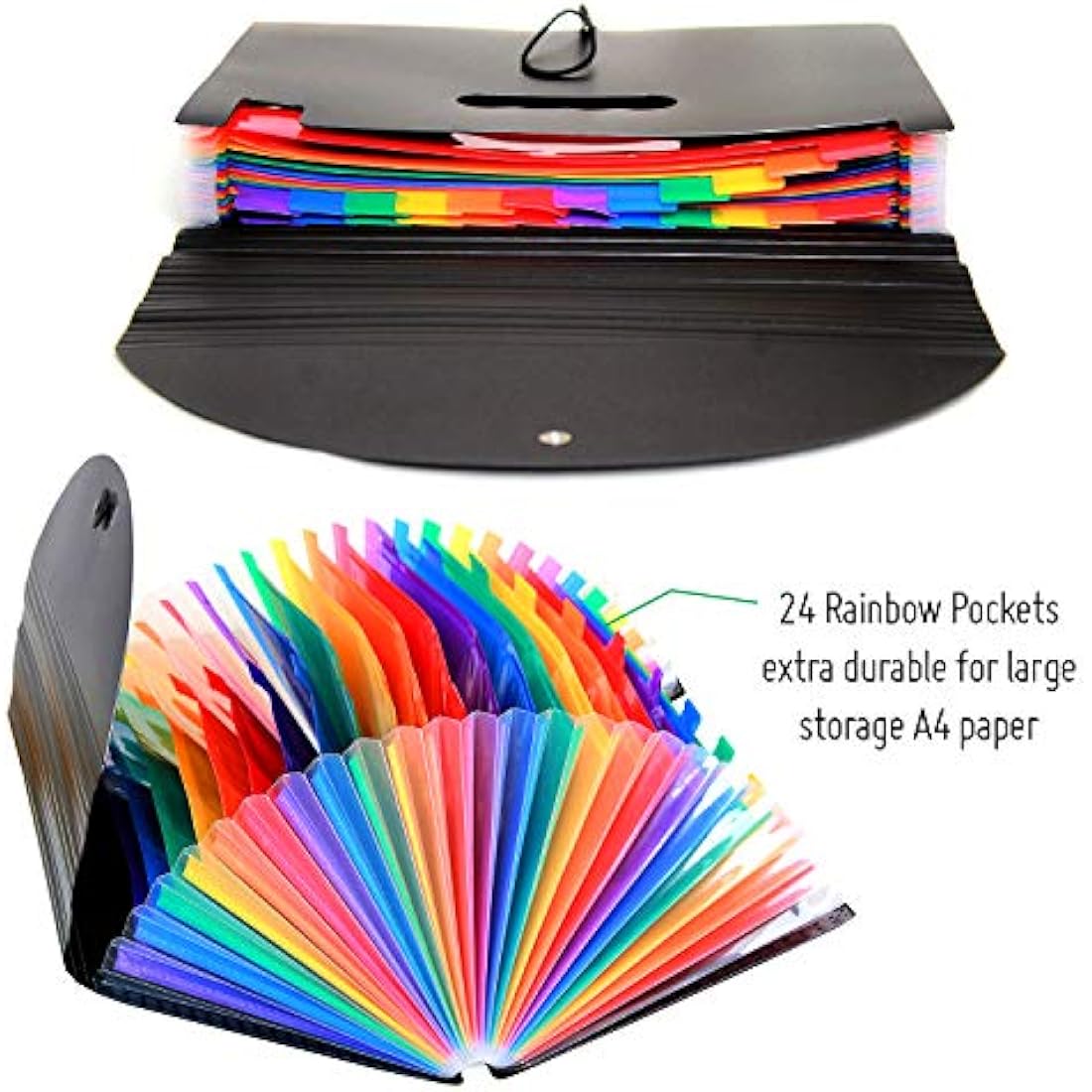 Meknaail 24 Pockets A4 Expanding File Organiser | Rainbow Document Box