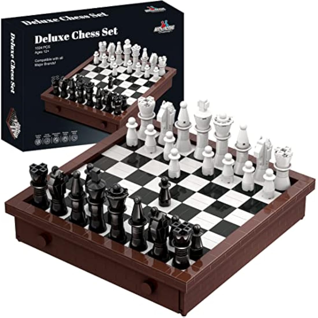 APOSTROPHE Games Deluxe Chess Set – 1,024 Pcs Building Block Board