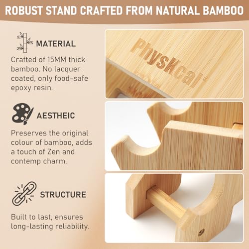 PhysKcal Neoprene Dumbbell Set with Bamboo Stand - 6kg Hand Weights
