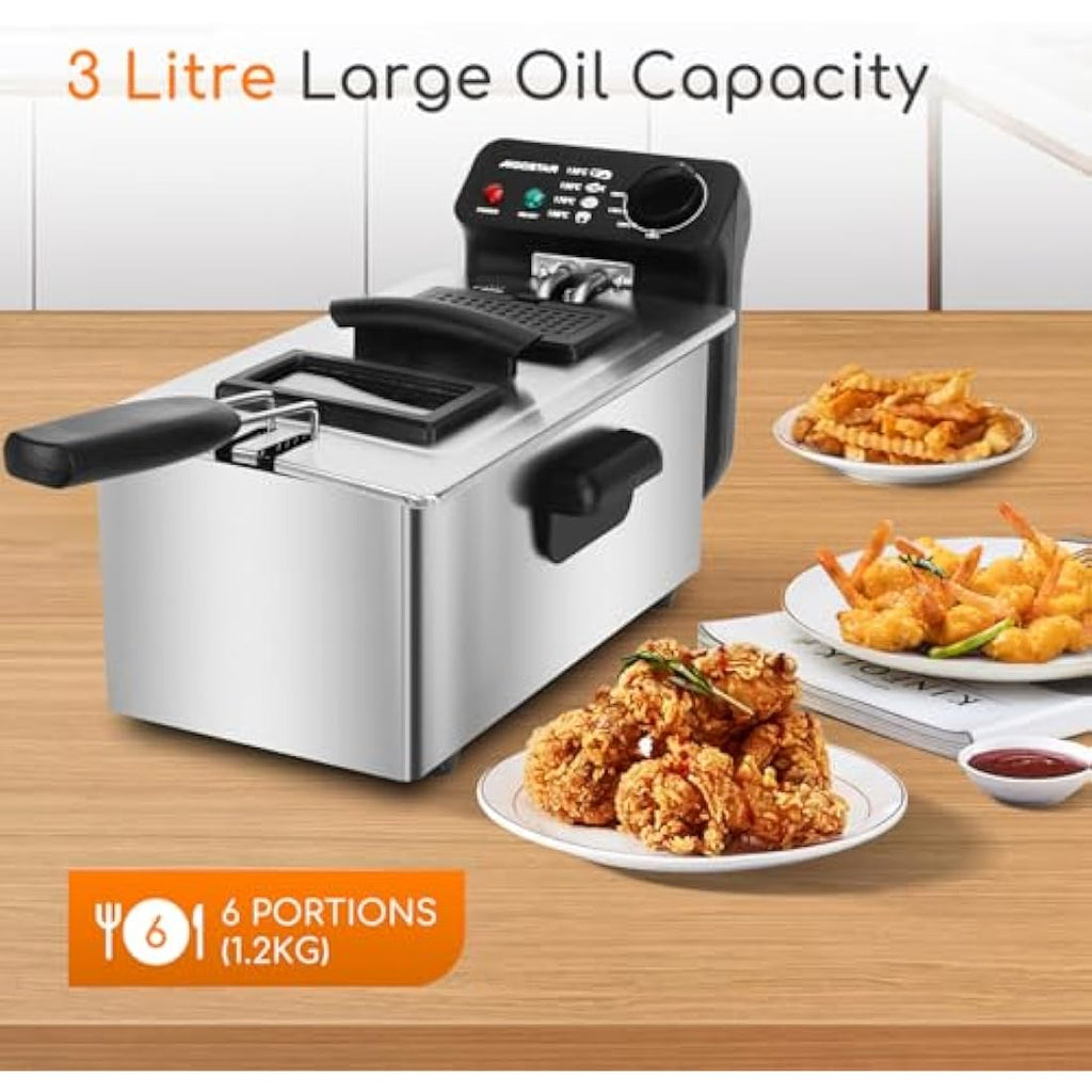 Aigostar 3L Deep Fat Fryer – 2200W Stainless Steel Electric Fryer