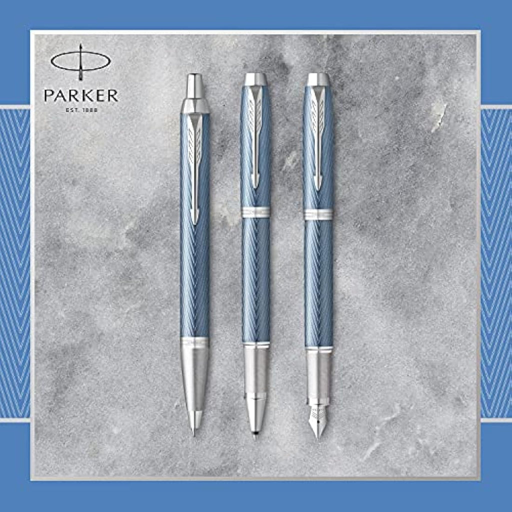 Parker IM Rollerball Pen – Blue Grey with Chrome Trim, Fine Point