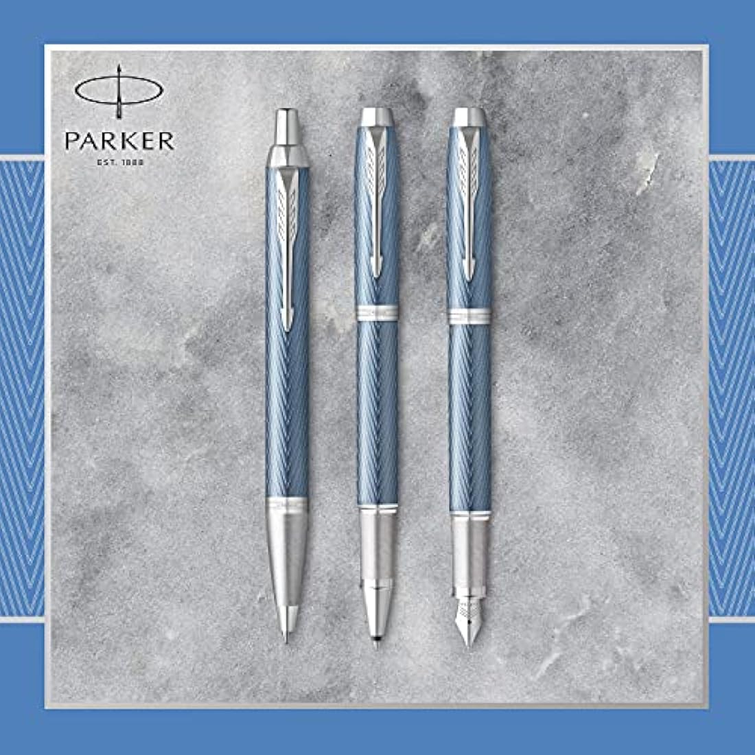 Parker IM Rollerball Pen – Blue Grey with Chrome Trim, Fine Point