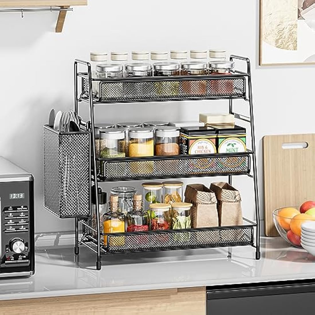 EKNITEY 3-Tier Bathroom Countertop Organizer – Metal Spice & Makeup Rack