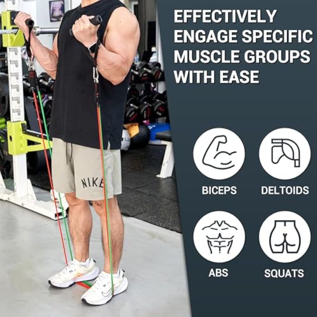 TheFitLife Resistance Bands Set - 200lbs Stackable Workout Tubes