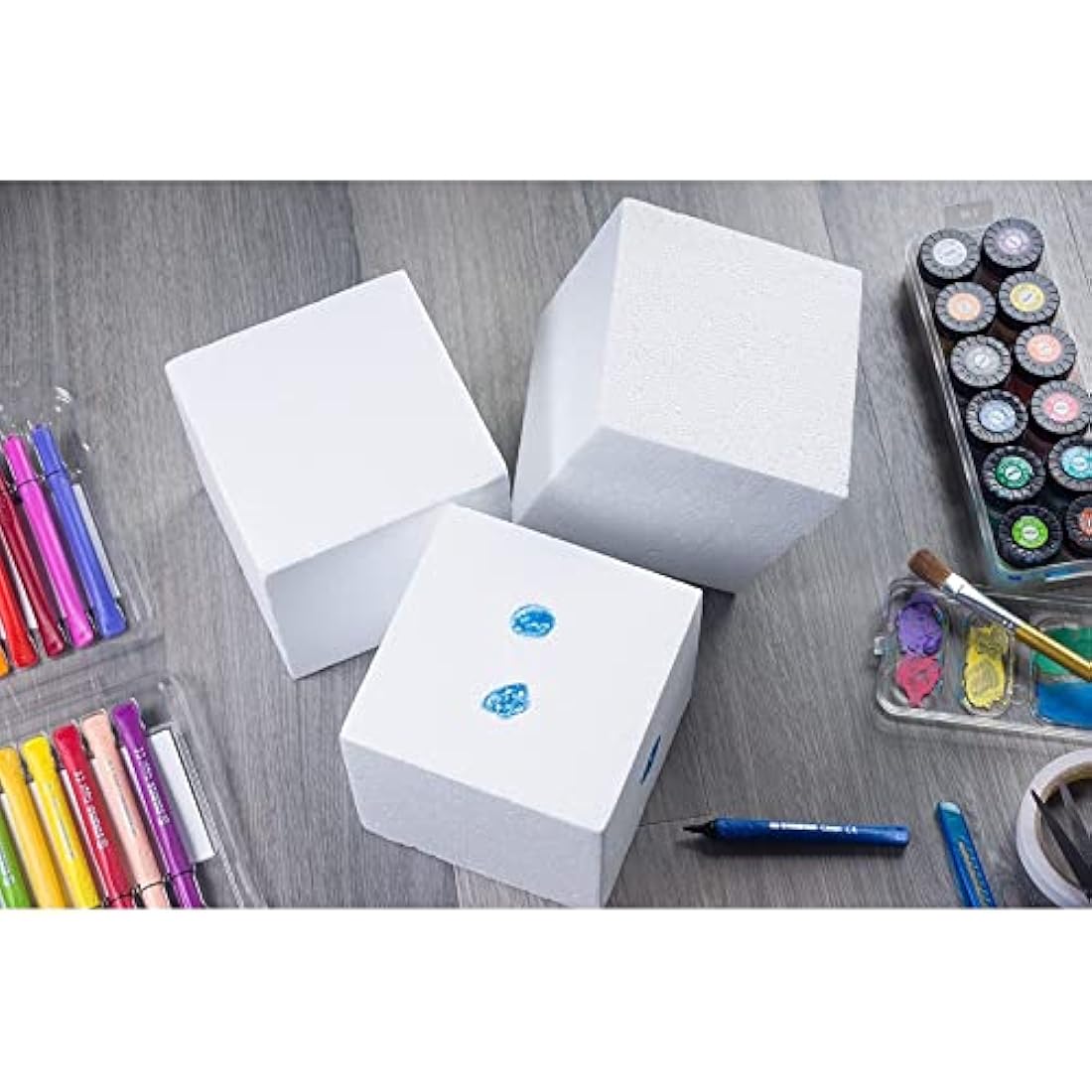 White Foam Cubes - 4 Pack Polystyrene Blocks for Crafts