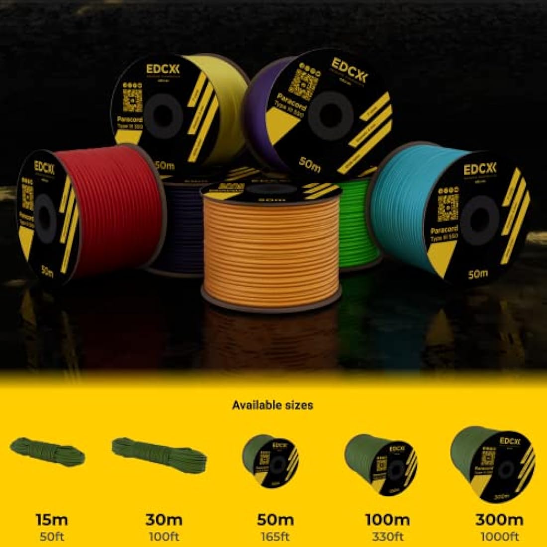 EDCX 550 Paracord Type III – 4mm 100% Nylon Rope for DIY and Camping