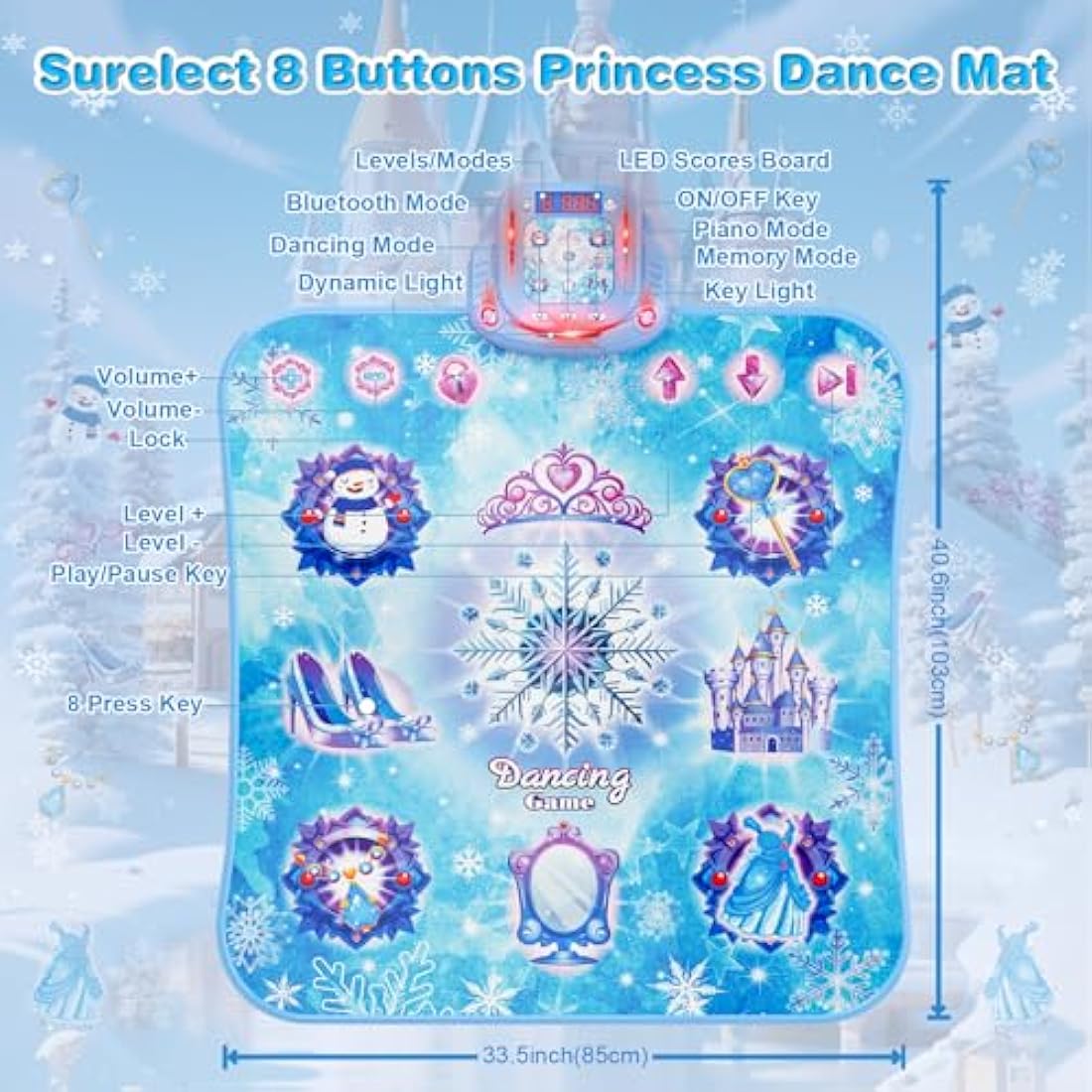 Surelect Princess Dance Mat – 8-Button Bluetooth Musical Toy for Girls