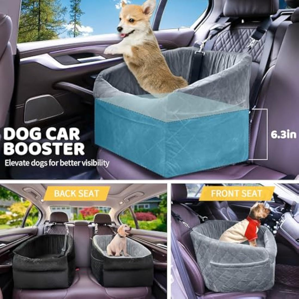 Dog Booster Seat | Small Dog Car Seat with Safety Leash