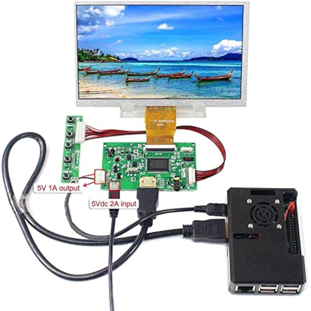 VSDISPLAY 7 inch 1024x600 IPS LCD Screen with Controller Board Kit