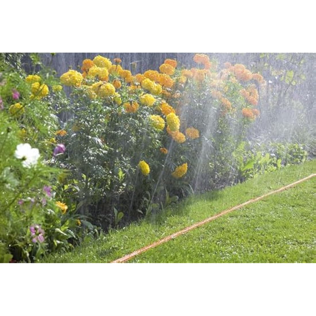 Gardena Hose Sprinkler – 15m Fine Spray Mist for Narrow Garden Beds