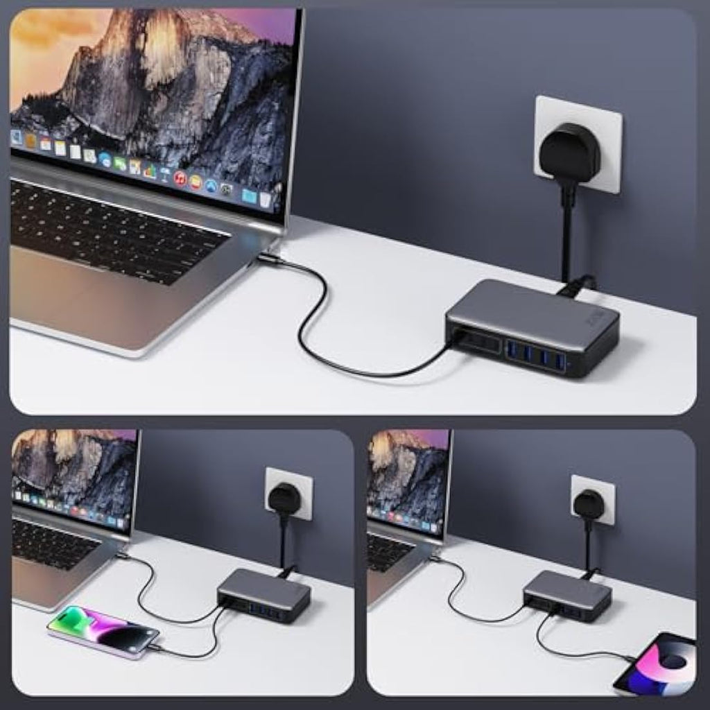 Jolof Store 200W USB C Fast Charger – 8-Port GaN III Charging Station Hub