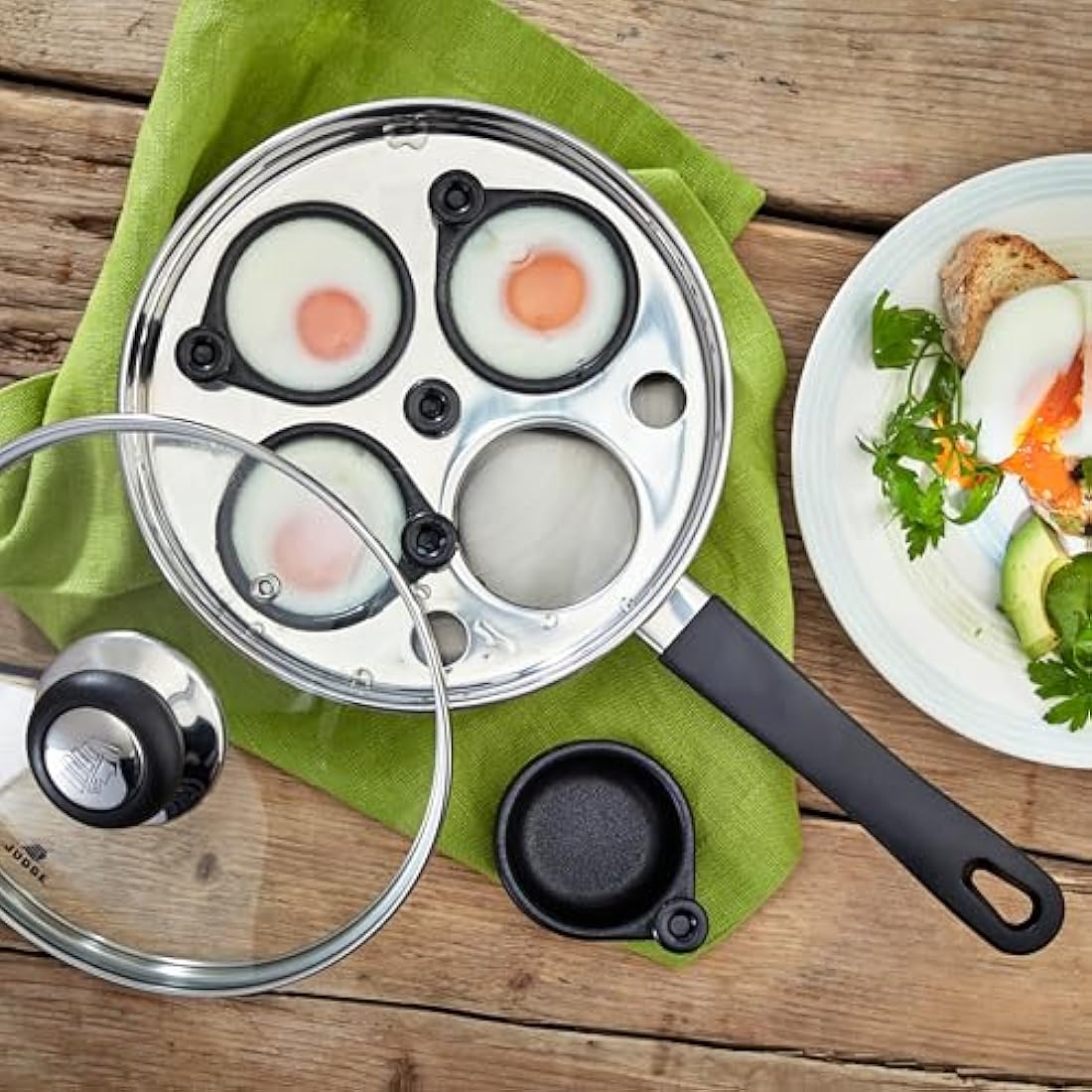 Judge 4-Cup Egg Poacher & Stainless Steel Induction Frying Pan, 20cm