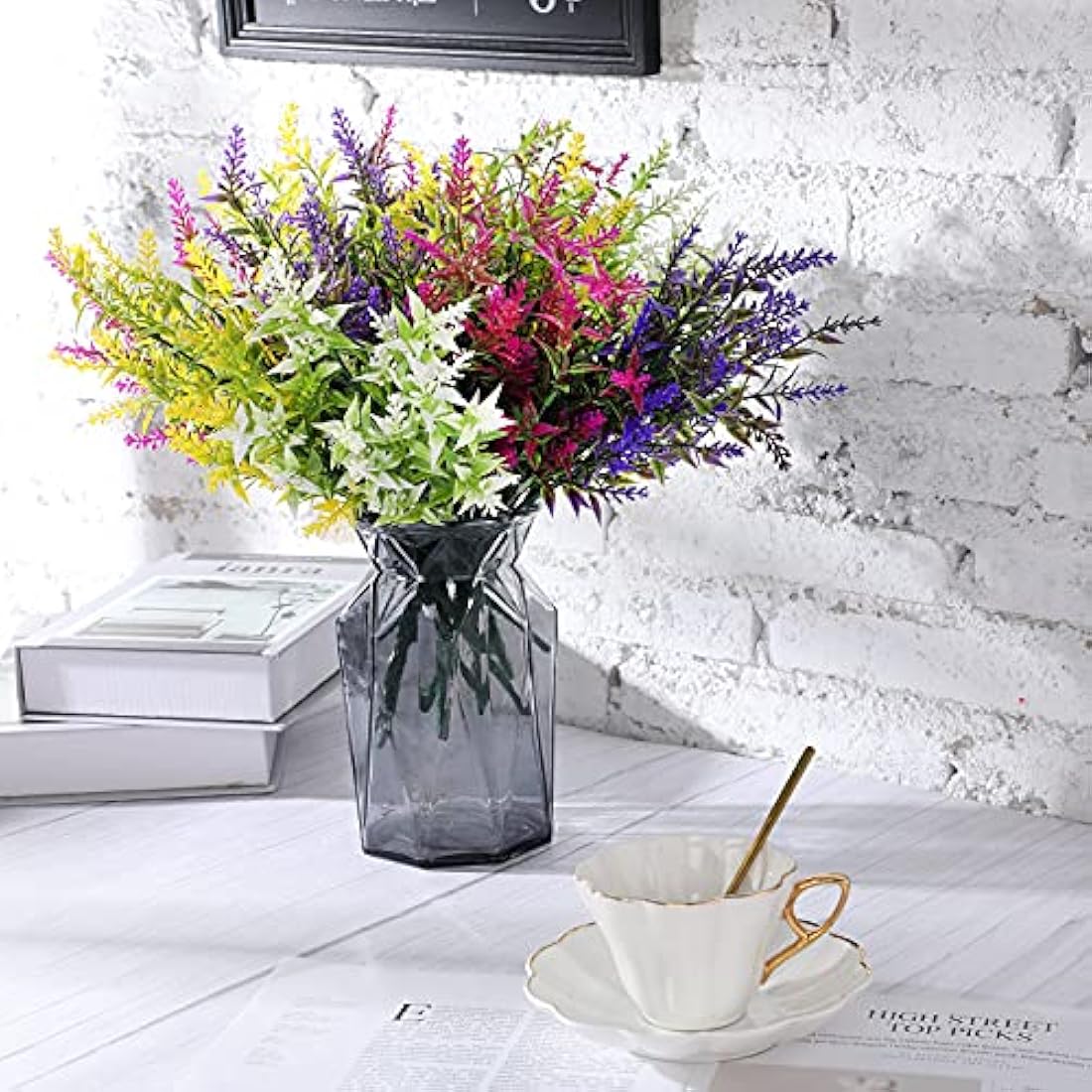 Xinnun 24 Bundles Artificial Flowers – UV Resistant Faux Lavender Plants