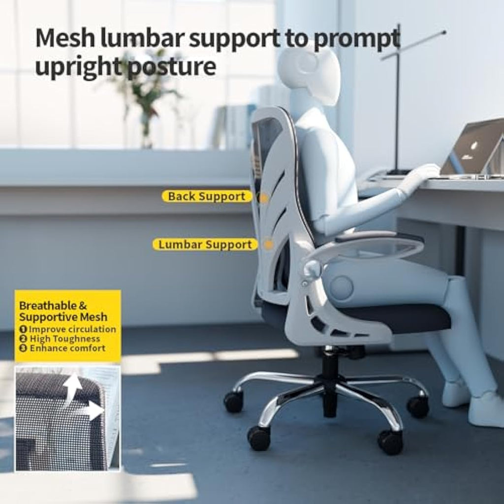 HOLLUDLE Ergonomic Mesh Office Chair – Foldable Backrest & Lumbar Support