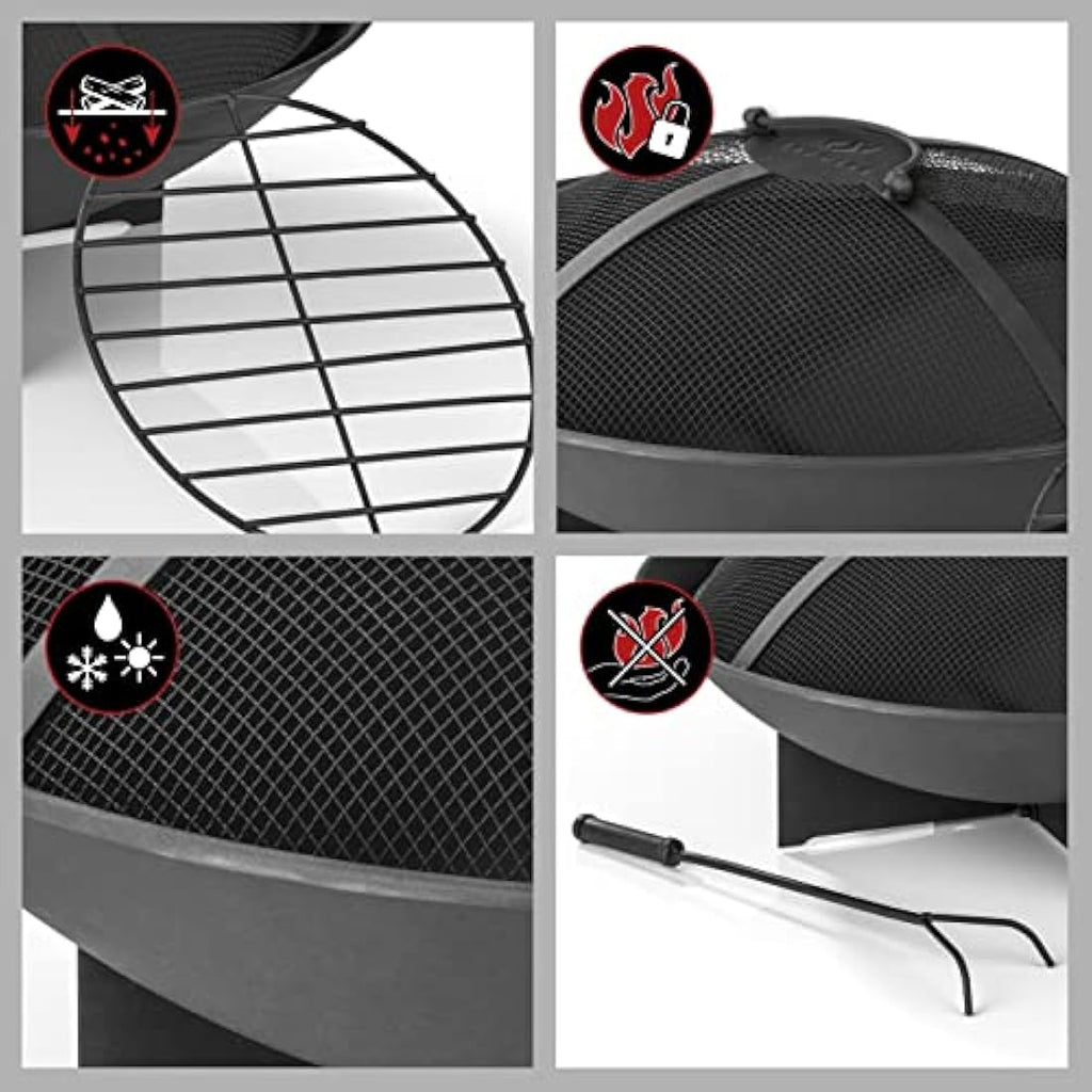 Landmann Fire Basket – 60.5cm Steel Fire Pit with Spark Guard
