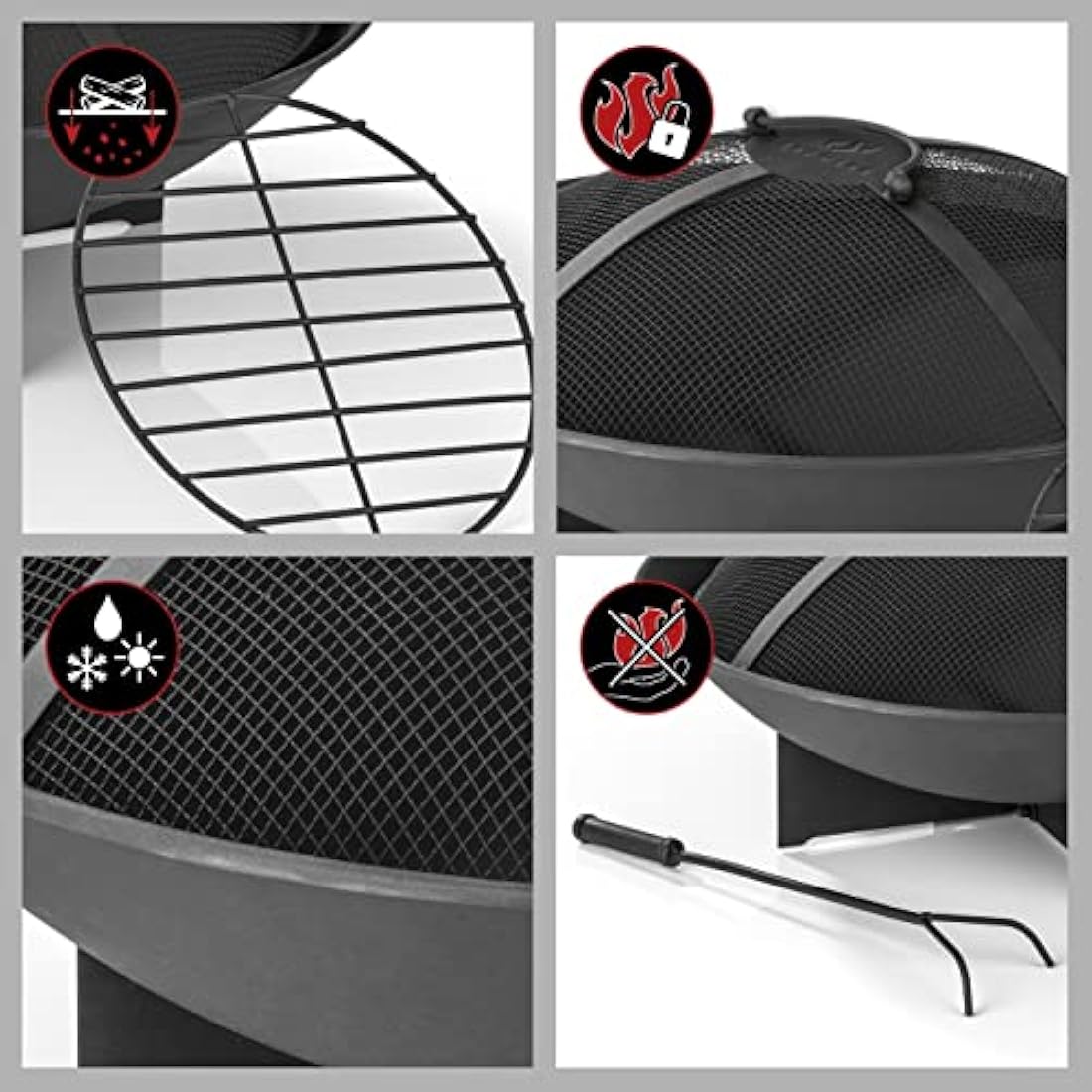 Landmann Fire Basket – 60.5cm Steel Fire Pit with Spark Guard