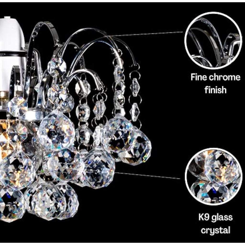 Jolof Store K9 Crystal Oriel Light Shade | Chrome Pendant Chandelier