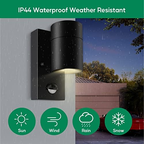 Jolof Store Outdoor Motion Sensor Wall Lights | IP44 Black Stainless Steel – 2 Pack