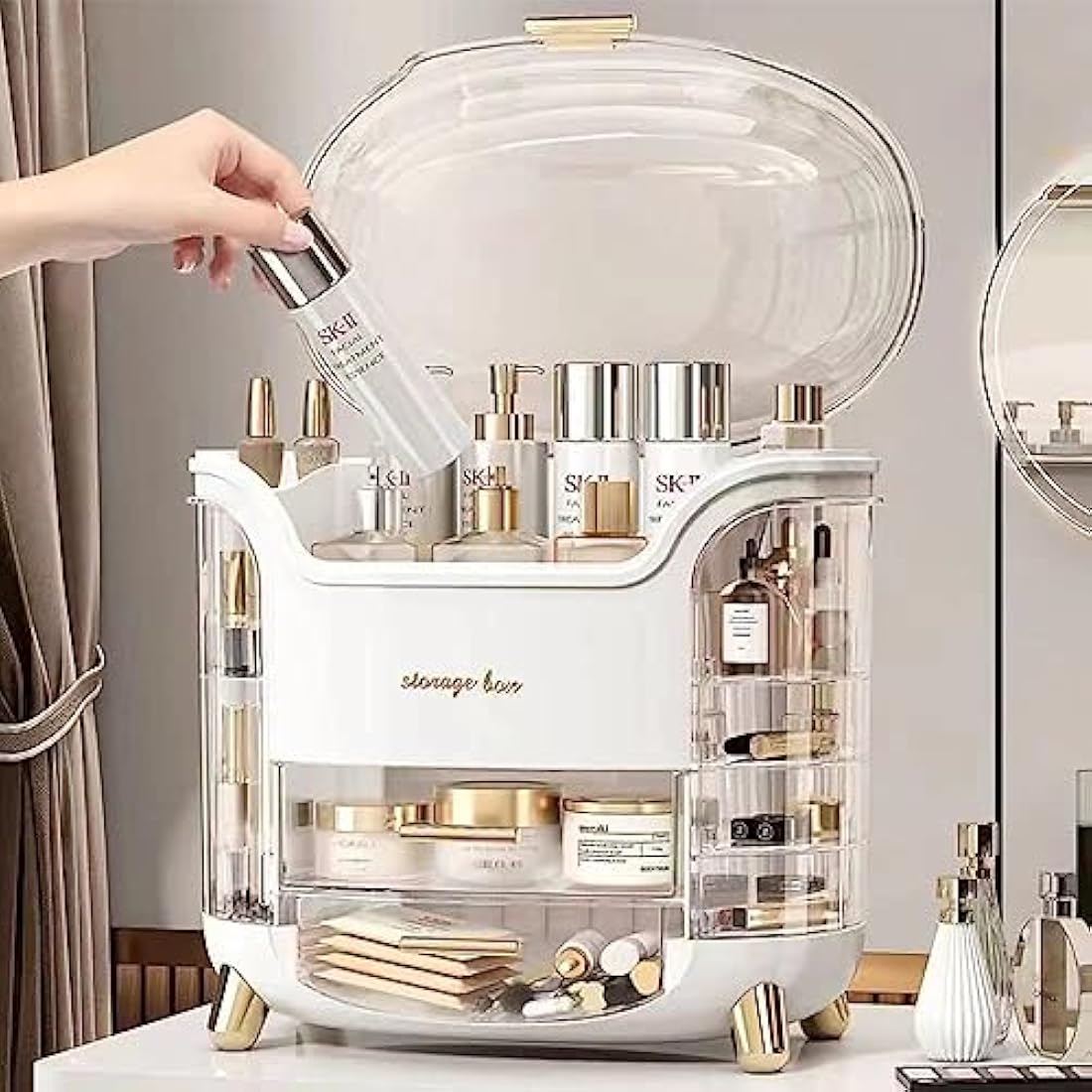 LZDMY Makeup Storage Organiser | Dustproof Acrylic Skincare Case