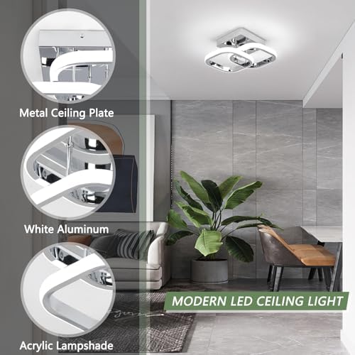 EIDISUNY Modern Square LED Ceiling Light – 22W Cool White Flush Mount