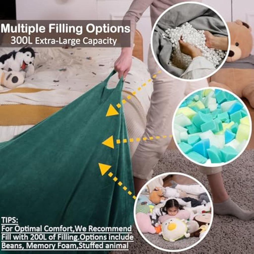 Nobildonna Corduroy Bean Bag Chair Cover | 300L Stuffed Animal Storage