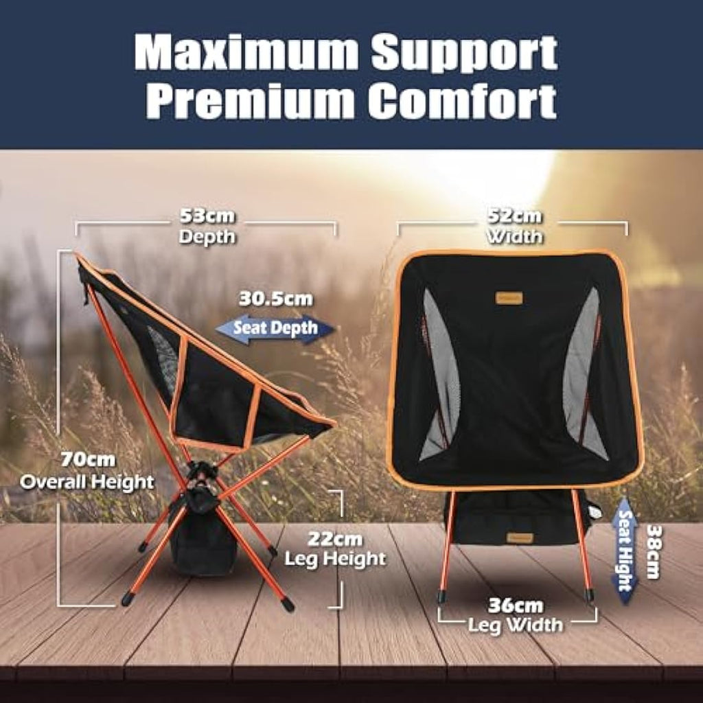 Trekology Yizi Go Lightweight Camping Chair | Foldable Aluminum - Black