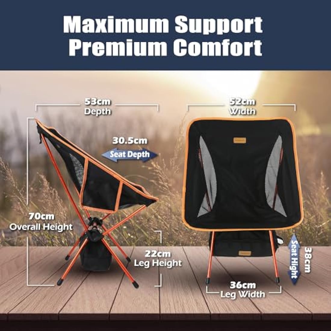 Trekology Yizi Go Lightweight Camping Chair | Foldable Aluminum - Black