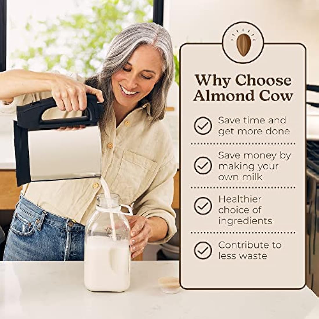 Almond Cow Plant-Based Nut Milk Maker Machine - 5-6 Cup Capacity, 220V