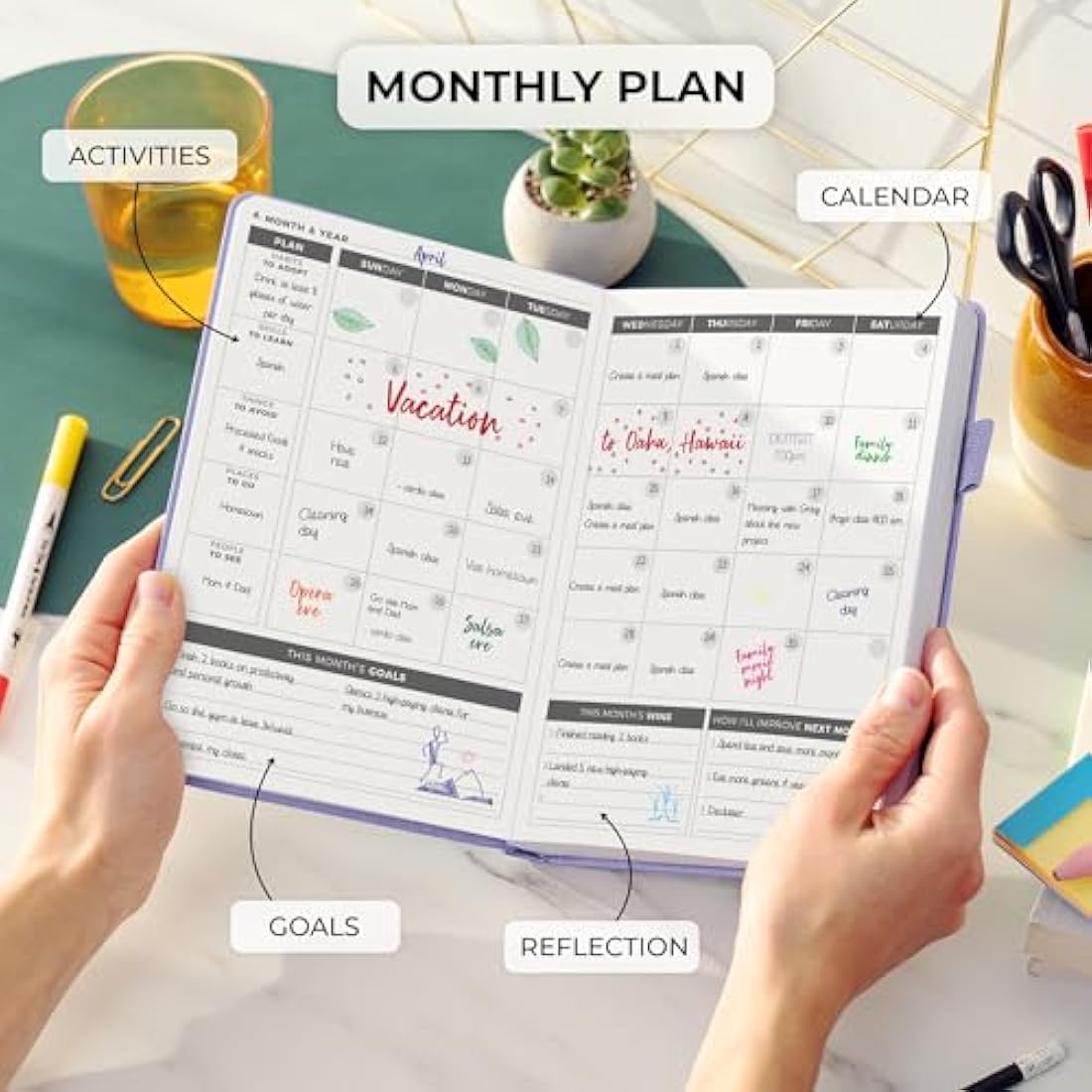 Clever Fox Daily Planner – Undated A5 Organizer, 6 Months, Lavender