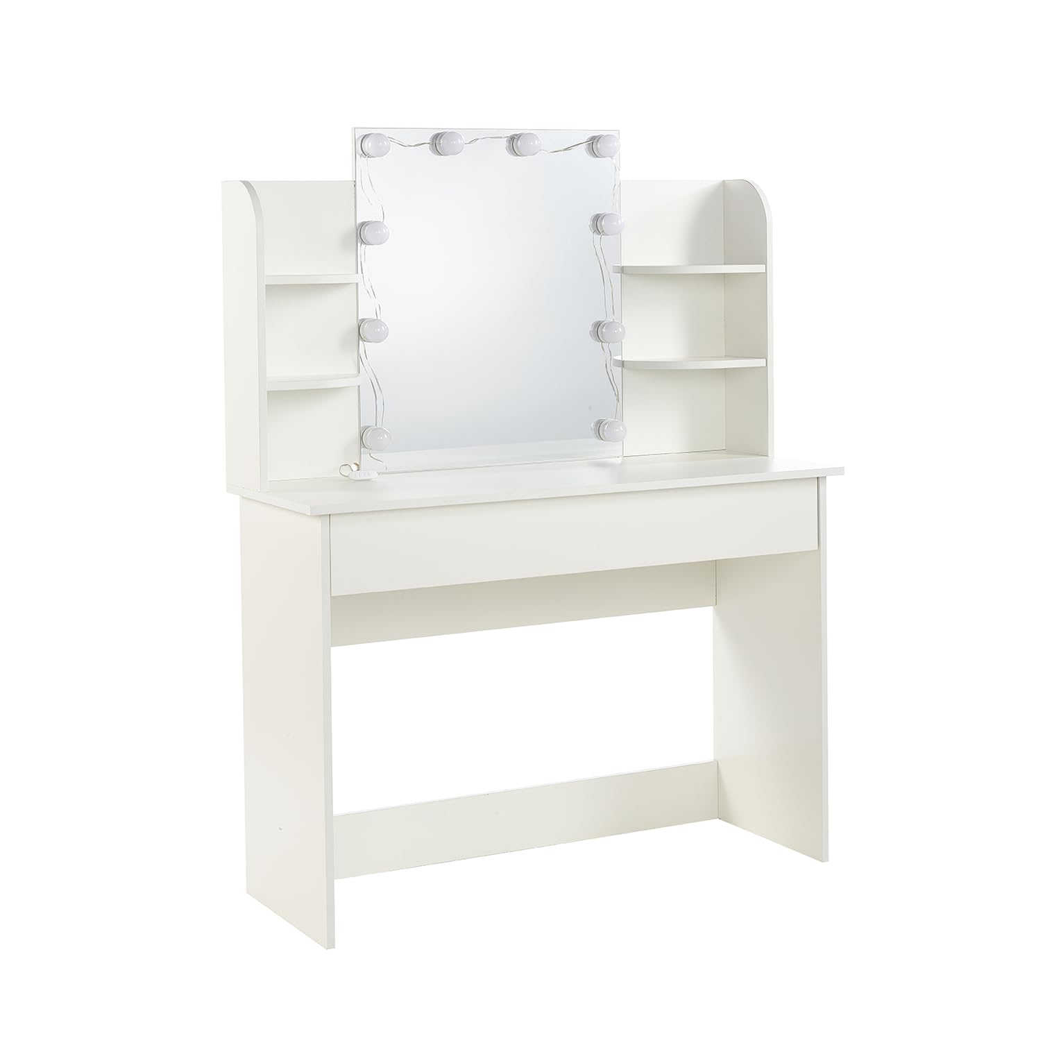 MMT White Dressing Table with LED Mirror and Drawers – Modern Makeup Desk