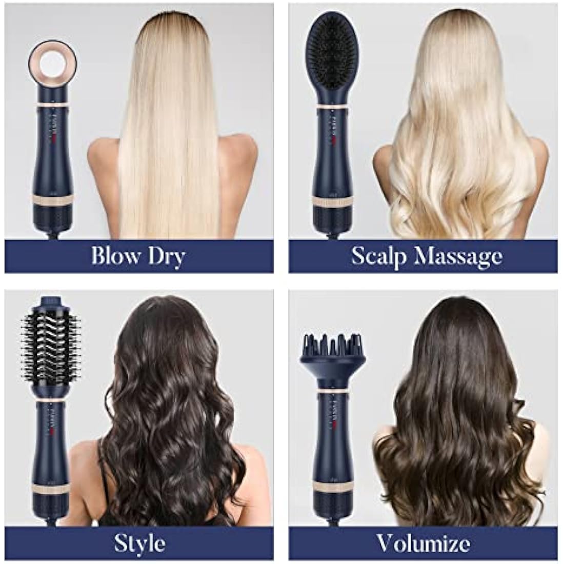 4-in-1 Hair Dryer Brush Set | Ionic Hot Air Styler - Blue