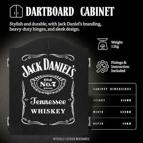 Jack Daniel's Darts Home Centre - Black Cabinet with Dartboard Set
