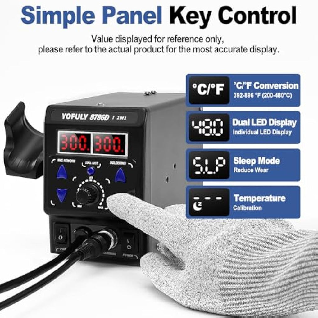 Yofuly 8786D 2-in-1 Soldering Station | 750W Hot Air Gun Rework Kit