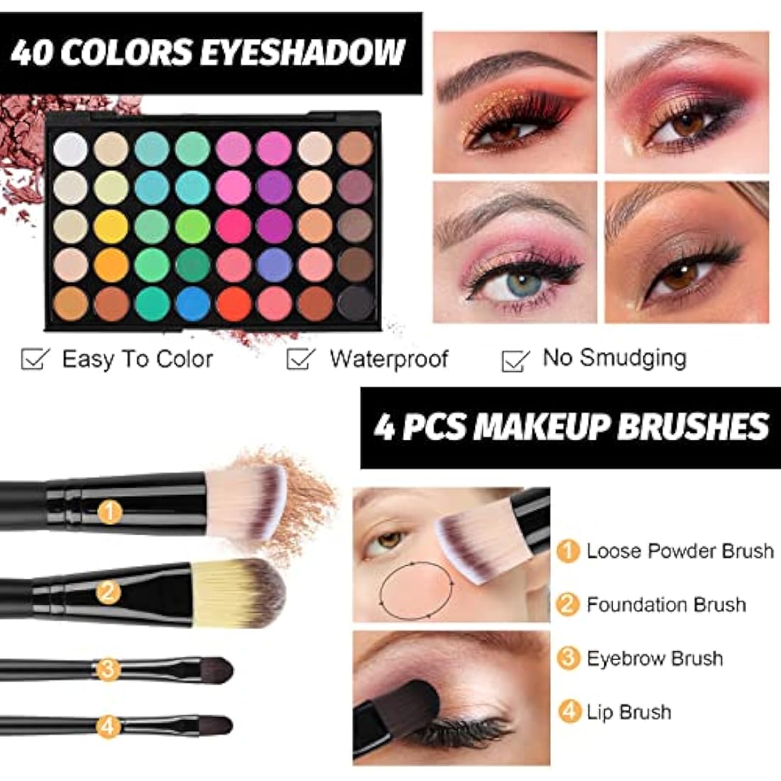 Jolof Store Professional 30-Piece All-in-One Makeup Kit with Travel Bag