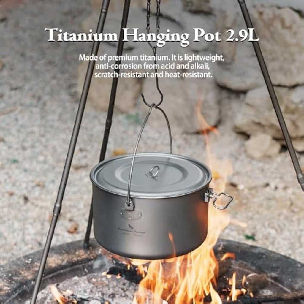 Boundless Voyage 2900ml Titanium Camping Pot with Folding Handle