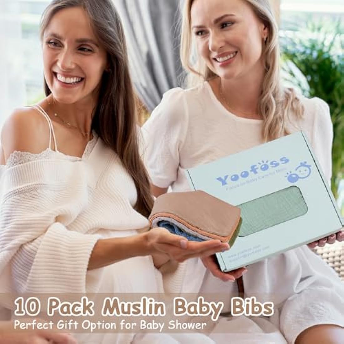 Yoofoss Muslin Baby Bibs | 10-Pack 100% Cotton Drool Bandana Bibs