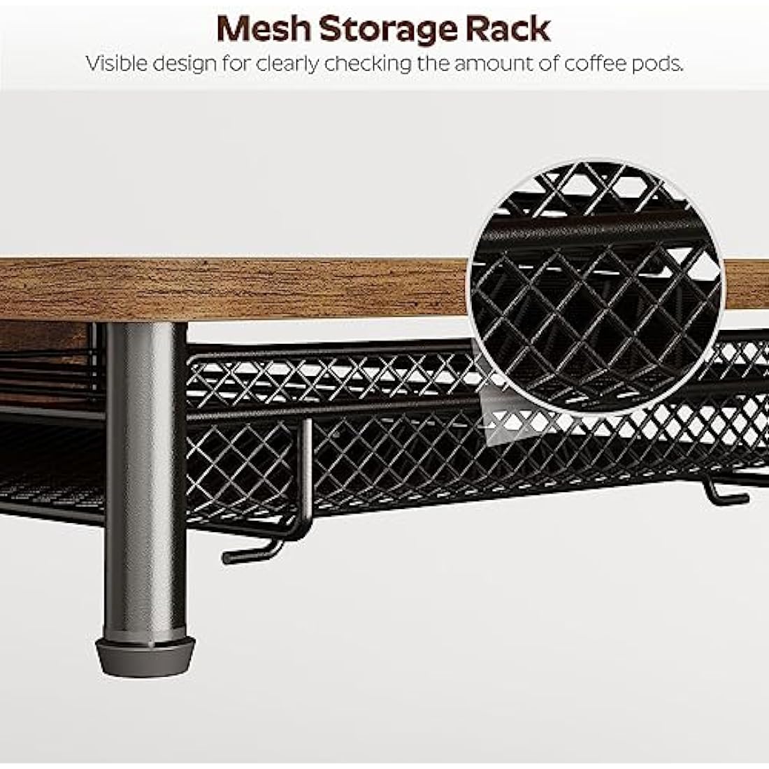 YATINEY Coffee Pod Holder – 35 Capsule Wooden Storage Drawer, Rustic Brown