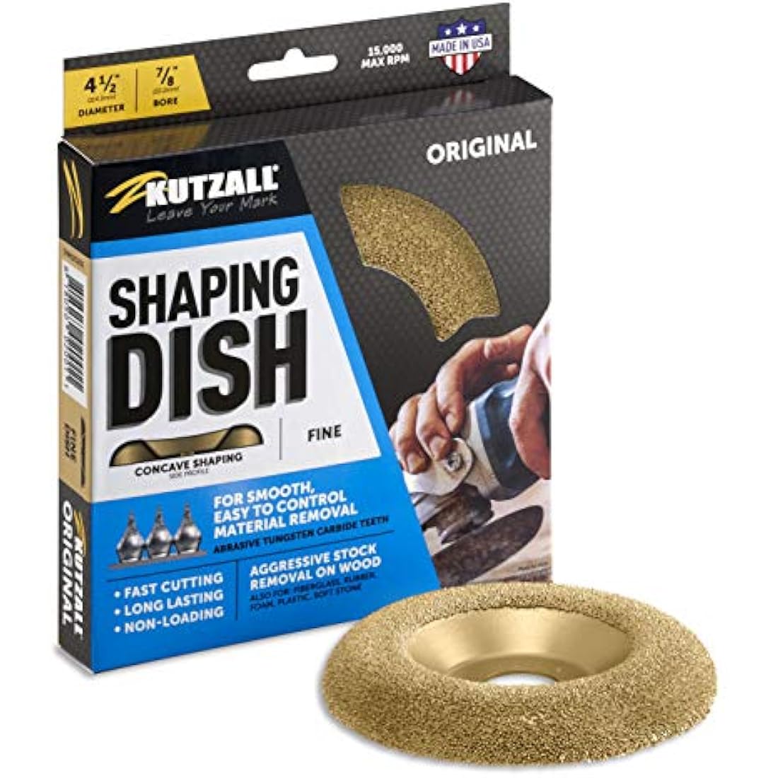 Kutzall Shaping Dish – 4-1/2" Fine Tungsten Carbide Woodworking Disc