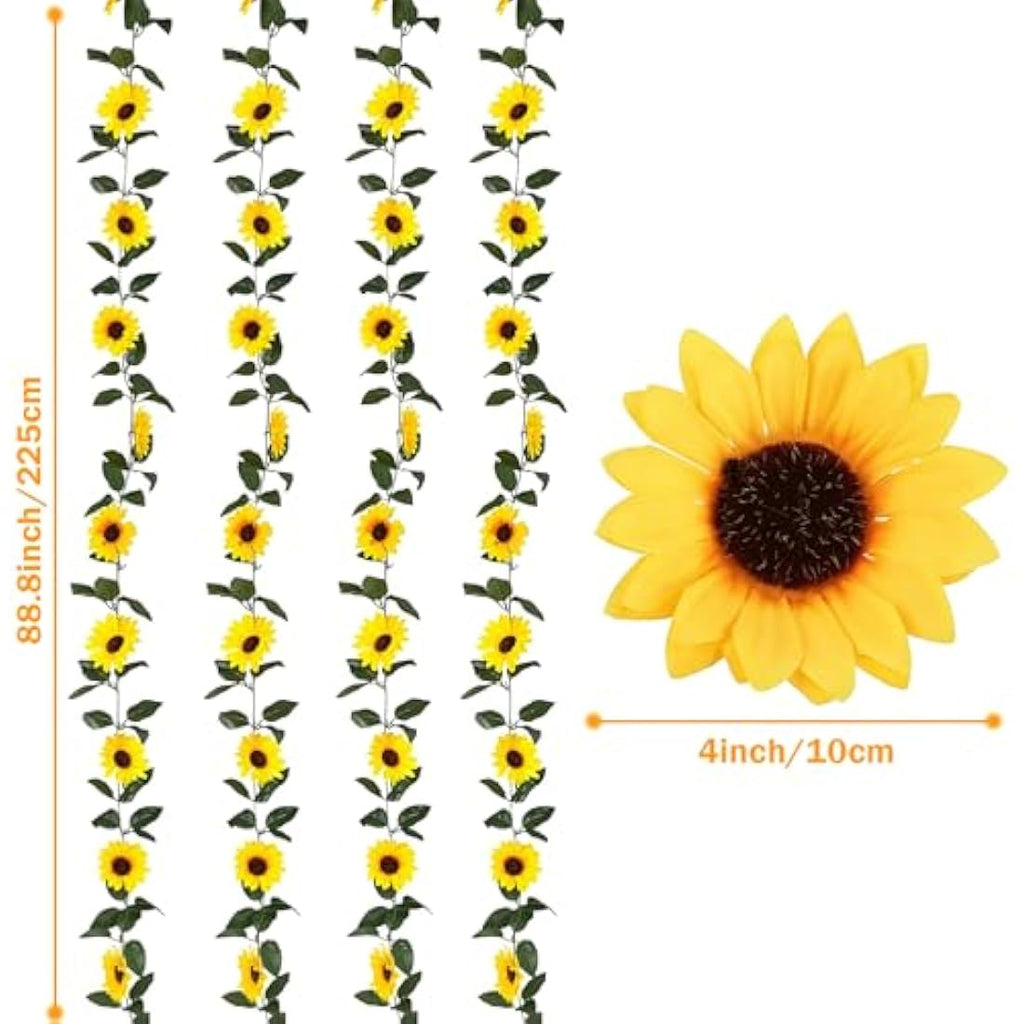 Beferr 4 Pcs Artificial Sunflower Garland | Silk Yellow Flower Vines