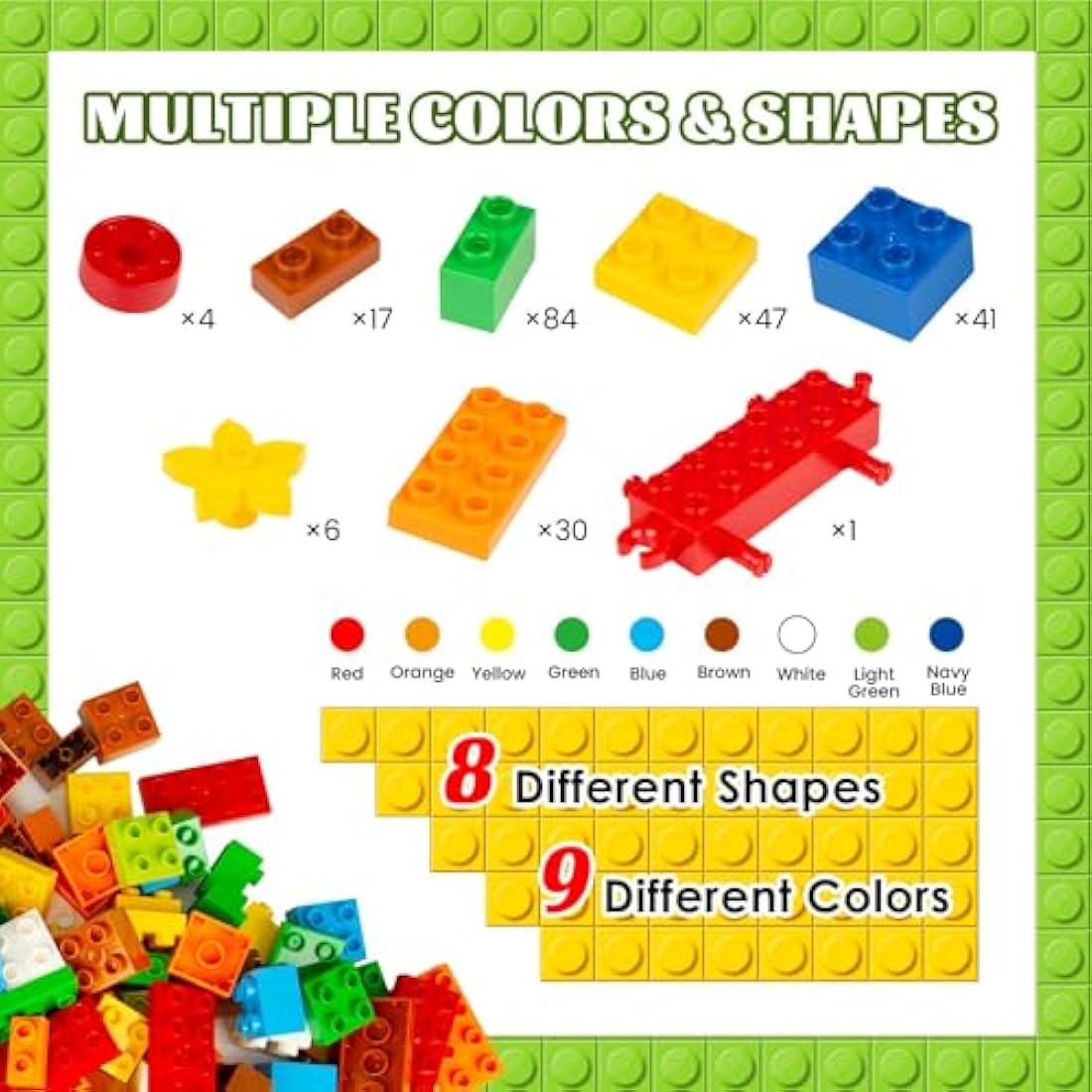 HIUME 240 Piece Big Building Blocks for Toddlers | Duplo Compatible Set