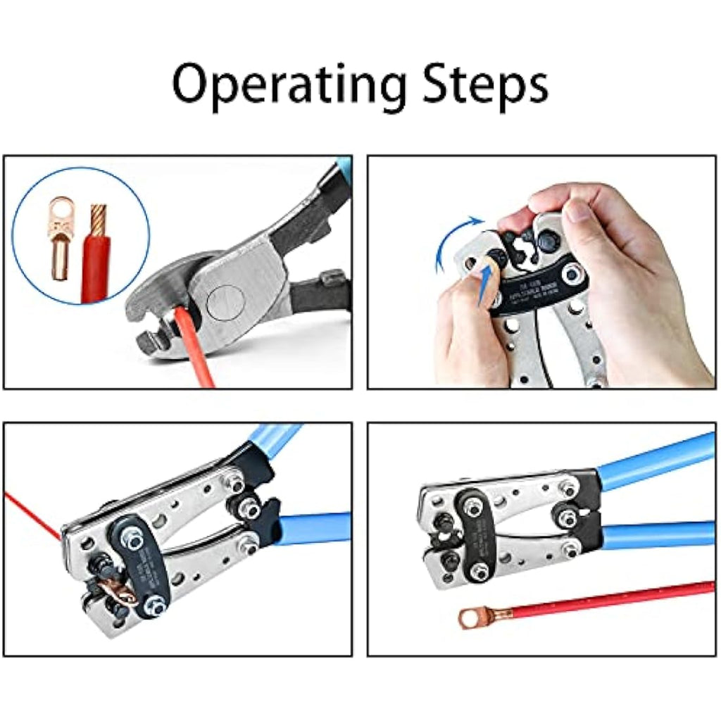 Solsop Battery Cable Crimping Tool Kit with 60PCS Copper Ring Terminals
