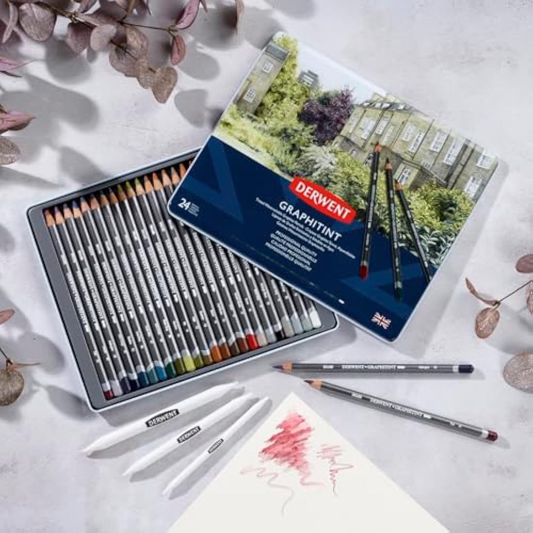 Derwent Graphitint Tinted Graphite Pencils | Water-Soluble Set of 24