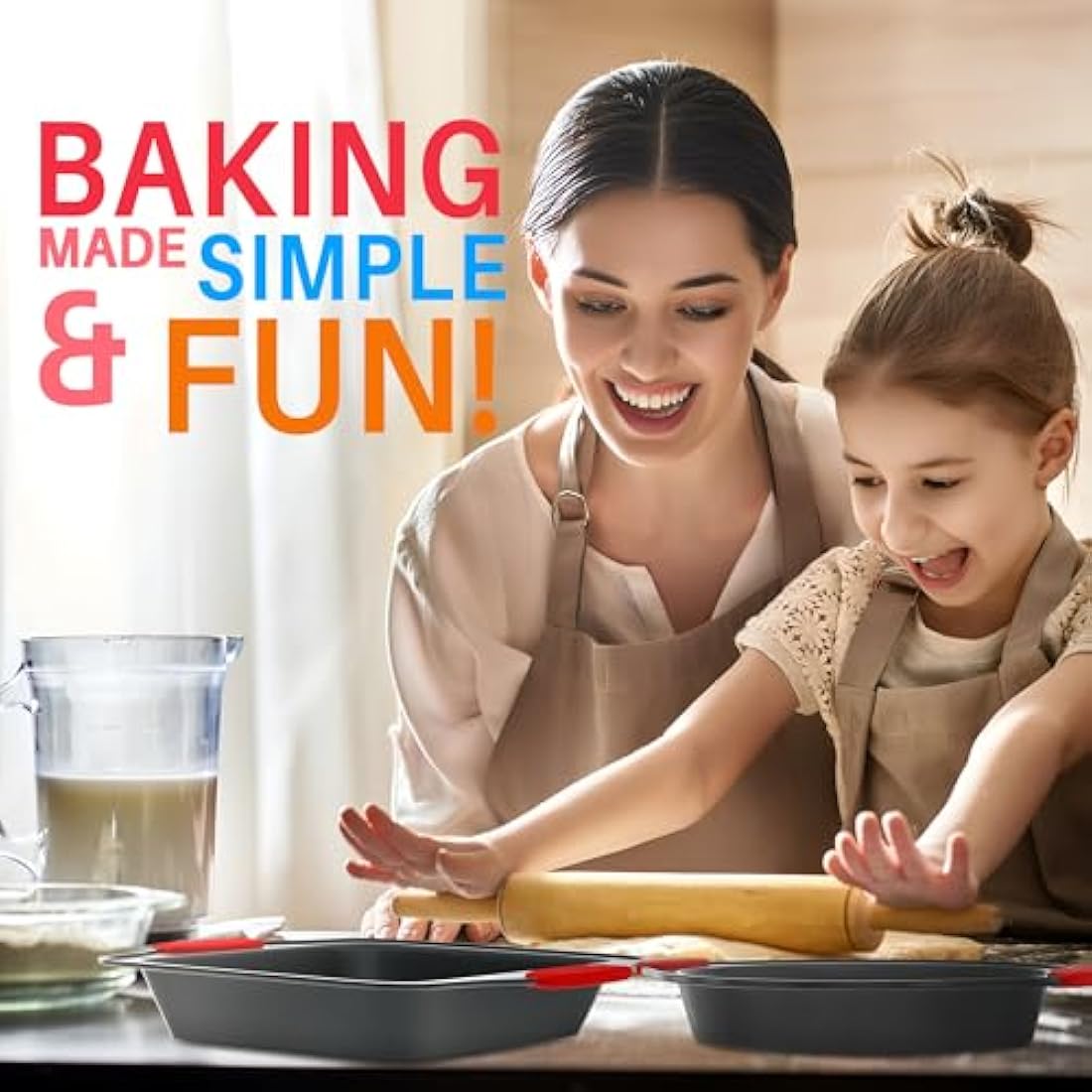 Nutrichef 6-Piece Nonstick Carbon Steel Bakeware Set with Silicone Handles