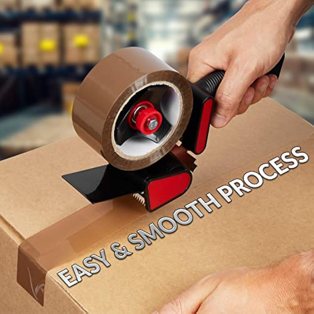 Deco Express Packing Tape Dispenser Gun with 6 Heavy Duty Rolls