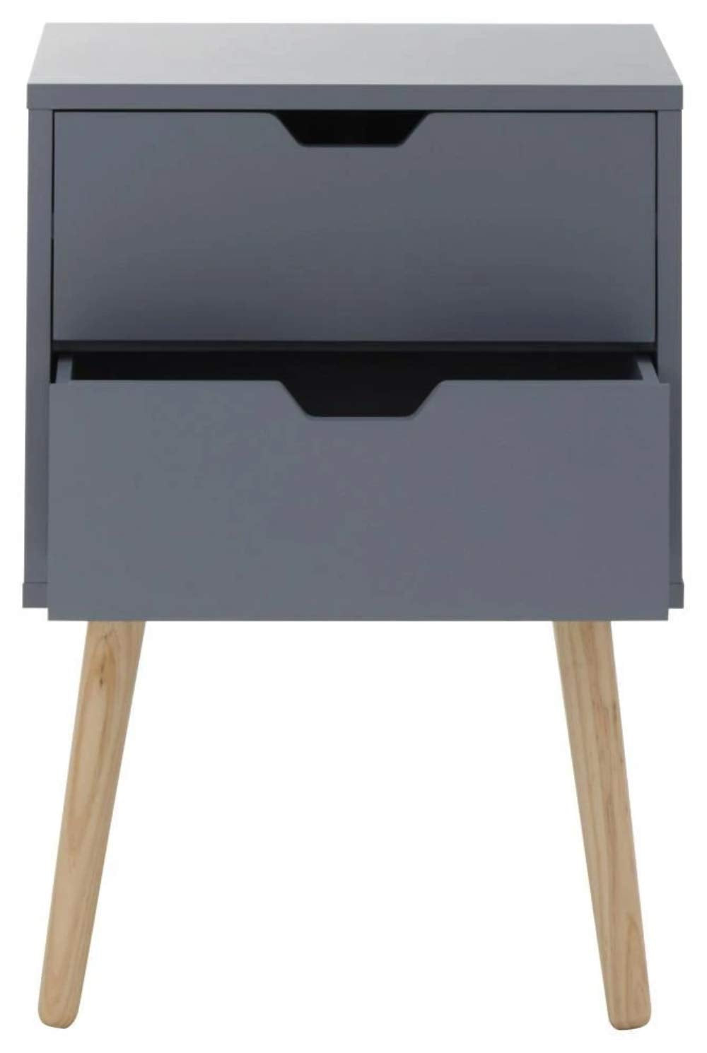 GFW Nyborg Pair of 2-Drawer Bedside Tables - Scandi Style, Dark Grey