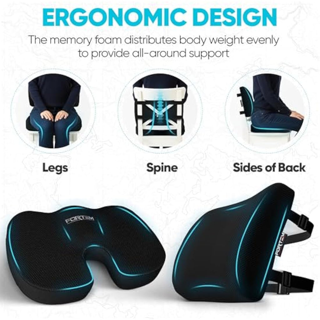 Jolof Store Memory Foam Lumbar Support Pillow and Seat Cushion Set
