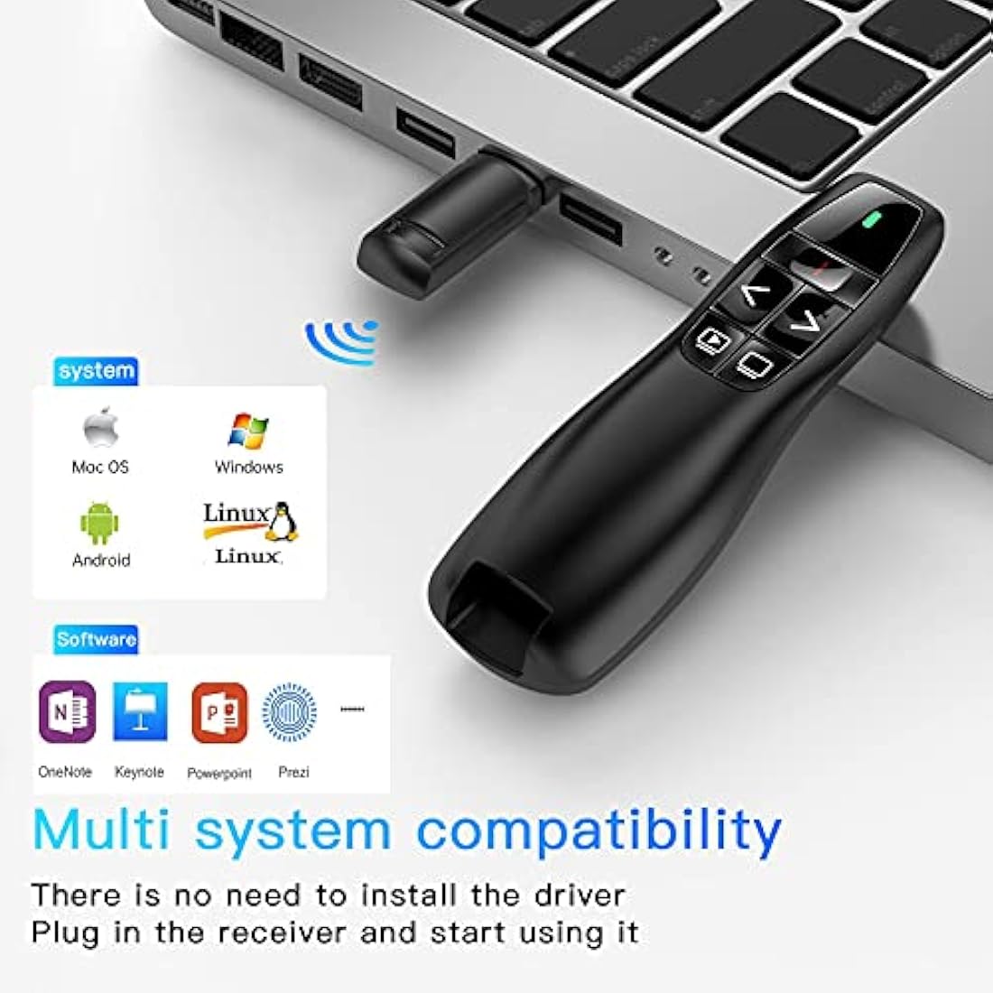 Wireless Presentation Clicker – 328ft Range PPT Remote