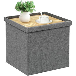 Grey Storage Ottoman – Foldable Toy Box & Coffee Table